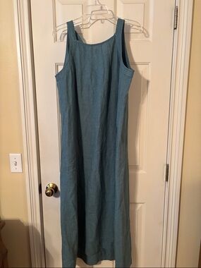 J. Jill Teal-Like Sleeveless Linen Maxi Dress
